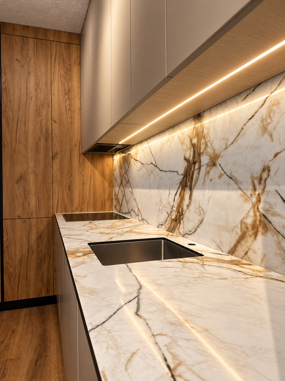 luxurious marble kitchen glow