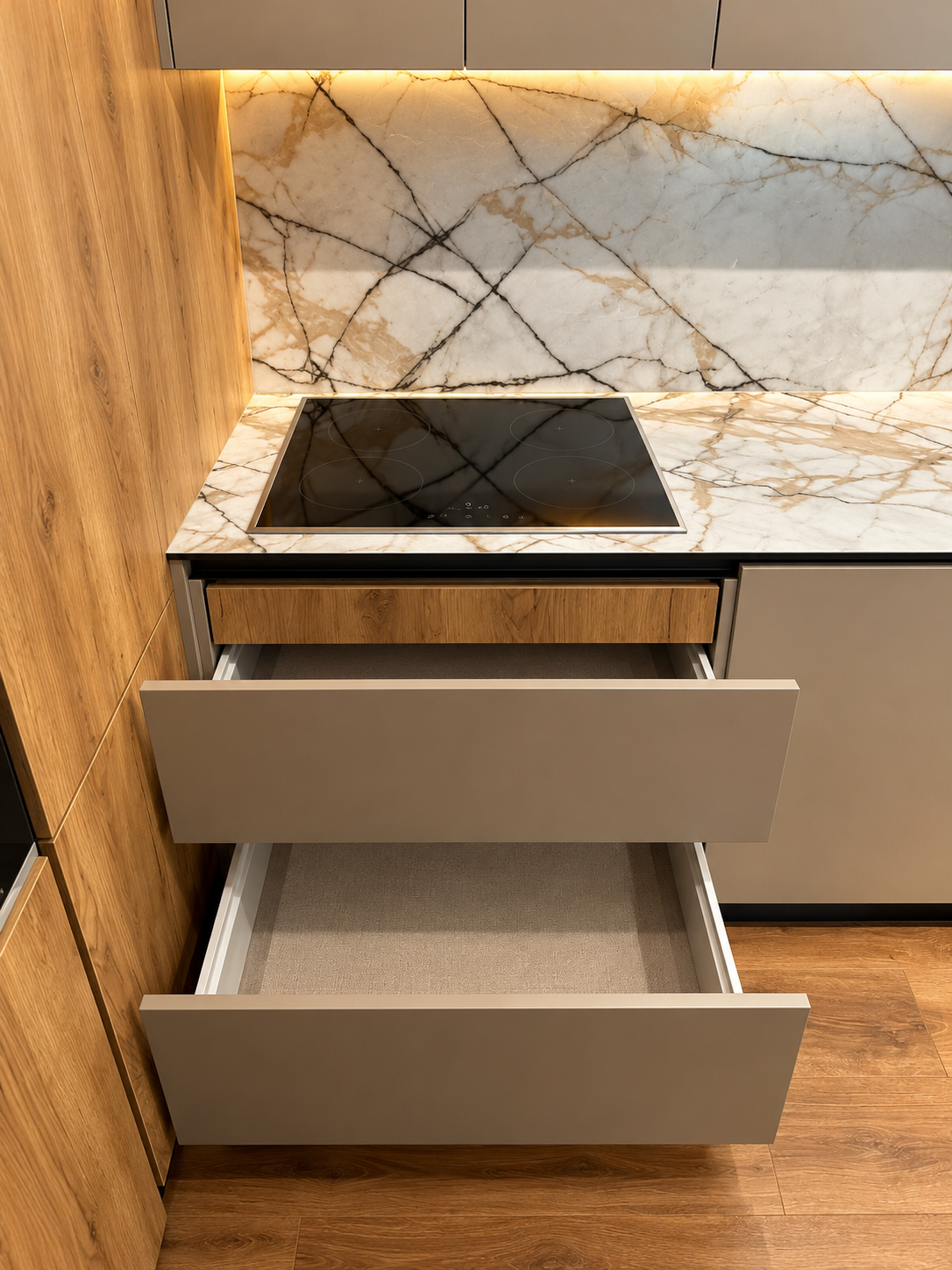 luxury marble kitchen drawers